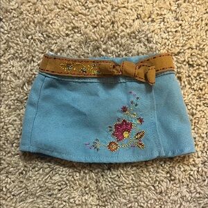 Embroidered Blue American Girl Doll Skirt
